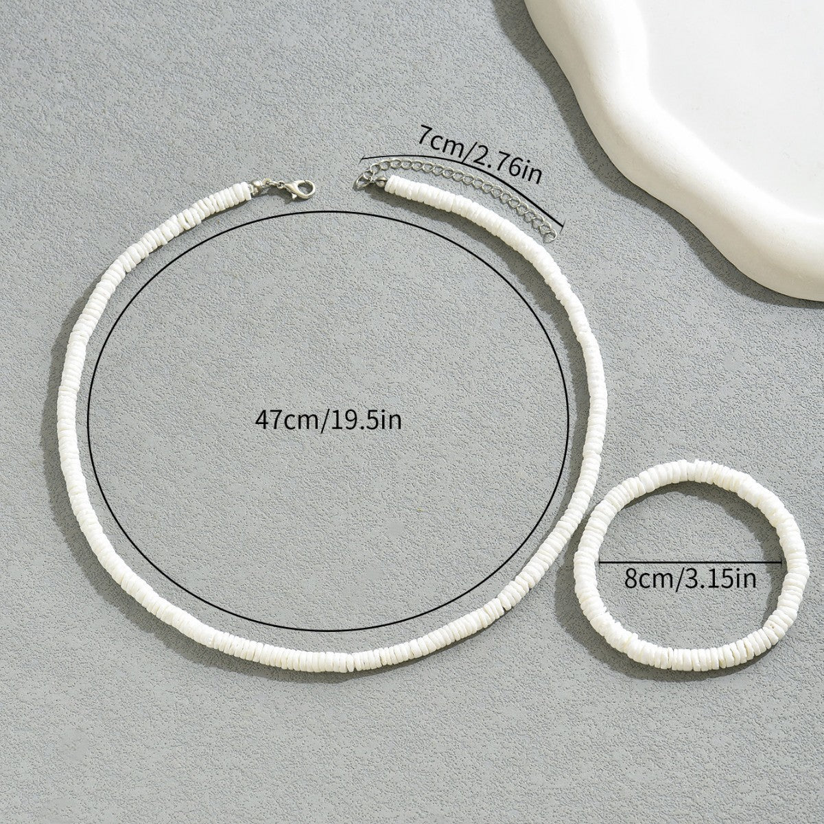 Juego minimalista de collar y pulsera trenzados de conchas marinas para mujer con colgante de nácar en cadena de bolas