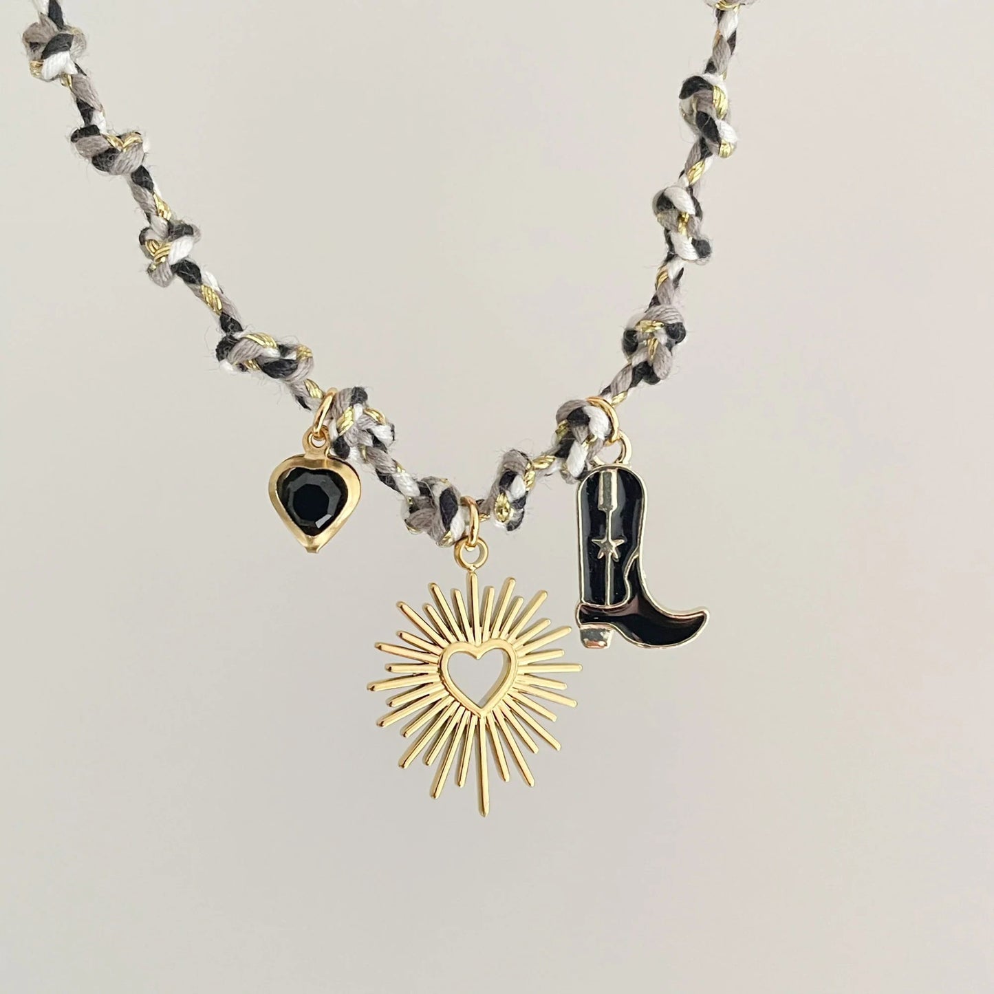 Dopamine Colorful Cord Necklace with Geometric Ocean-Themed Pendant in Plated Copper for Unisex Wear