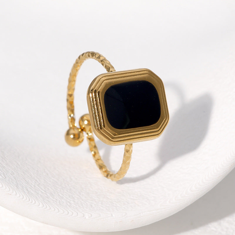 Minimalist Square Stainless Steel Ring with Plating Finish for Women Geometric Fashion Accessory