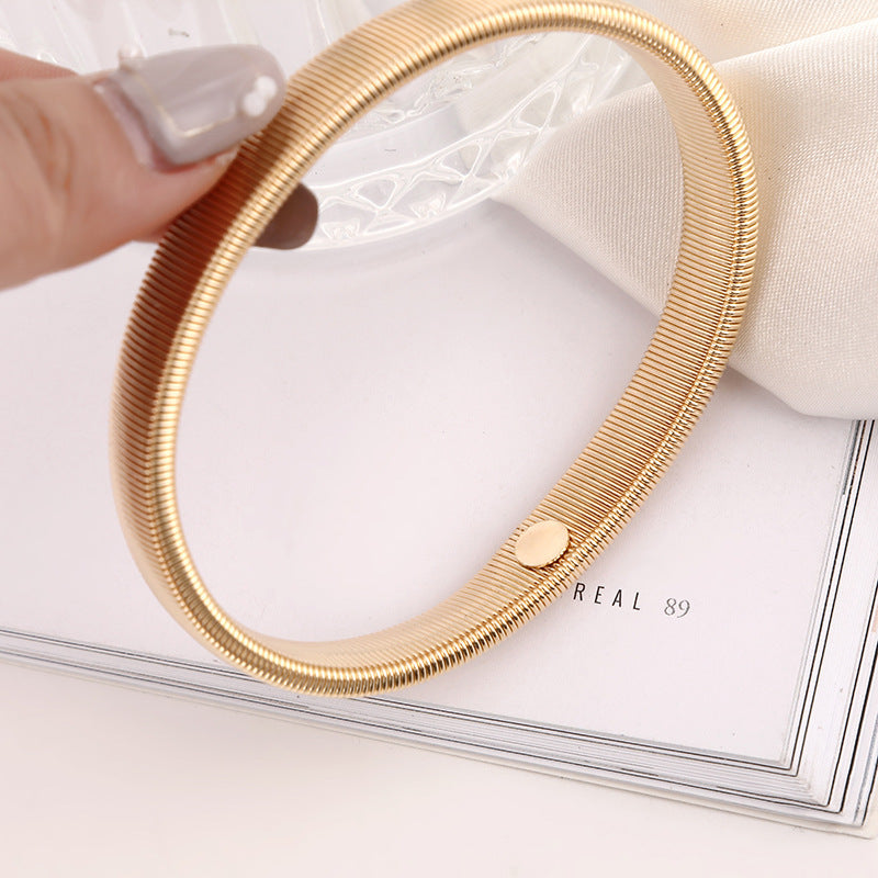 Geometric Alloy Stretchable Cuff Bracelet Unisex Arm Band