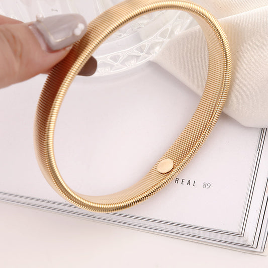Geometric Alloy Stretchable Cuff Bracelet Unisex Arm Band