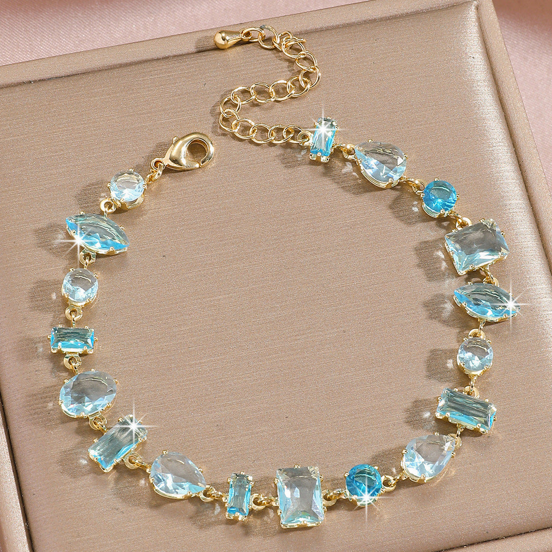 Luxury Gold Plated Brass Leaf Bracelet with Cubic Zirconia Inlay Unisex Floral Design