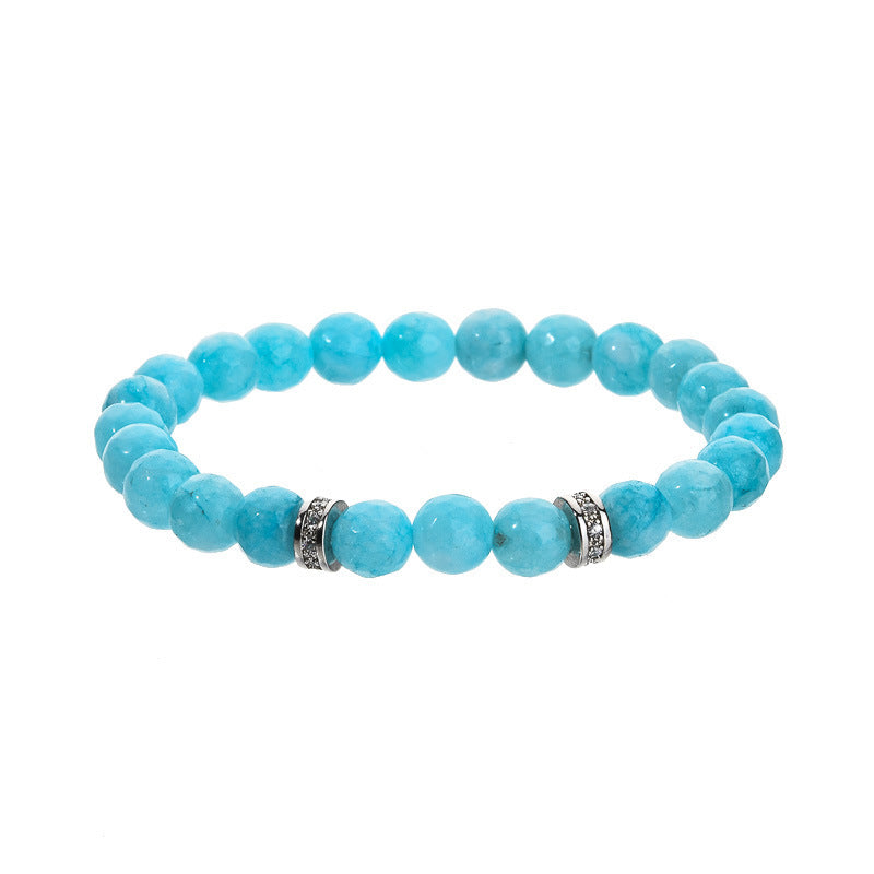 Elegant Geometric Aquamarine Amethyst Sunstone Beaded Bracelet Unisex Fashion Jewelry