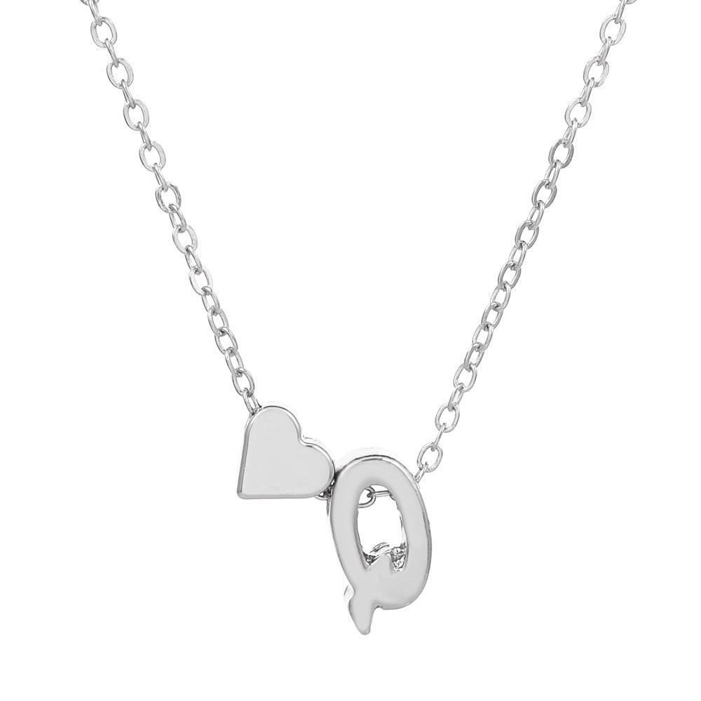 Sweet Heart Letter Alloy Plated Necklace Singapore Chain for Women