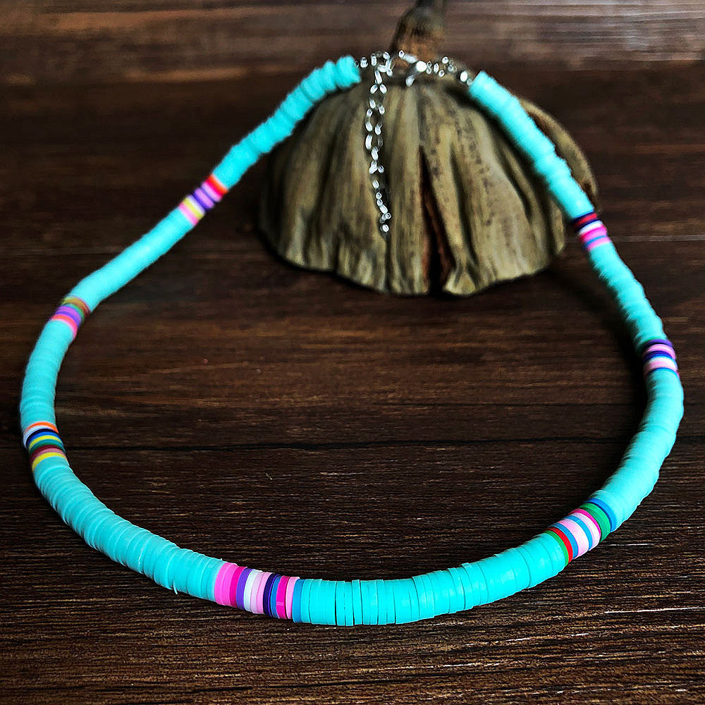 Casual Geometric Resin Beaded Ball Chain Necklace Unisex