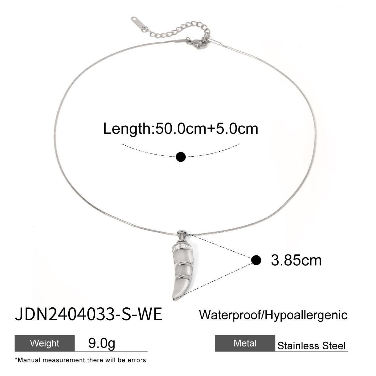 18K Gold Plated Stainless Steel Oval Geometric Cat's Eye Pendant Necklace for Unisex