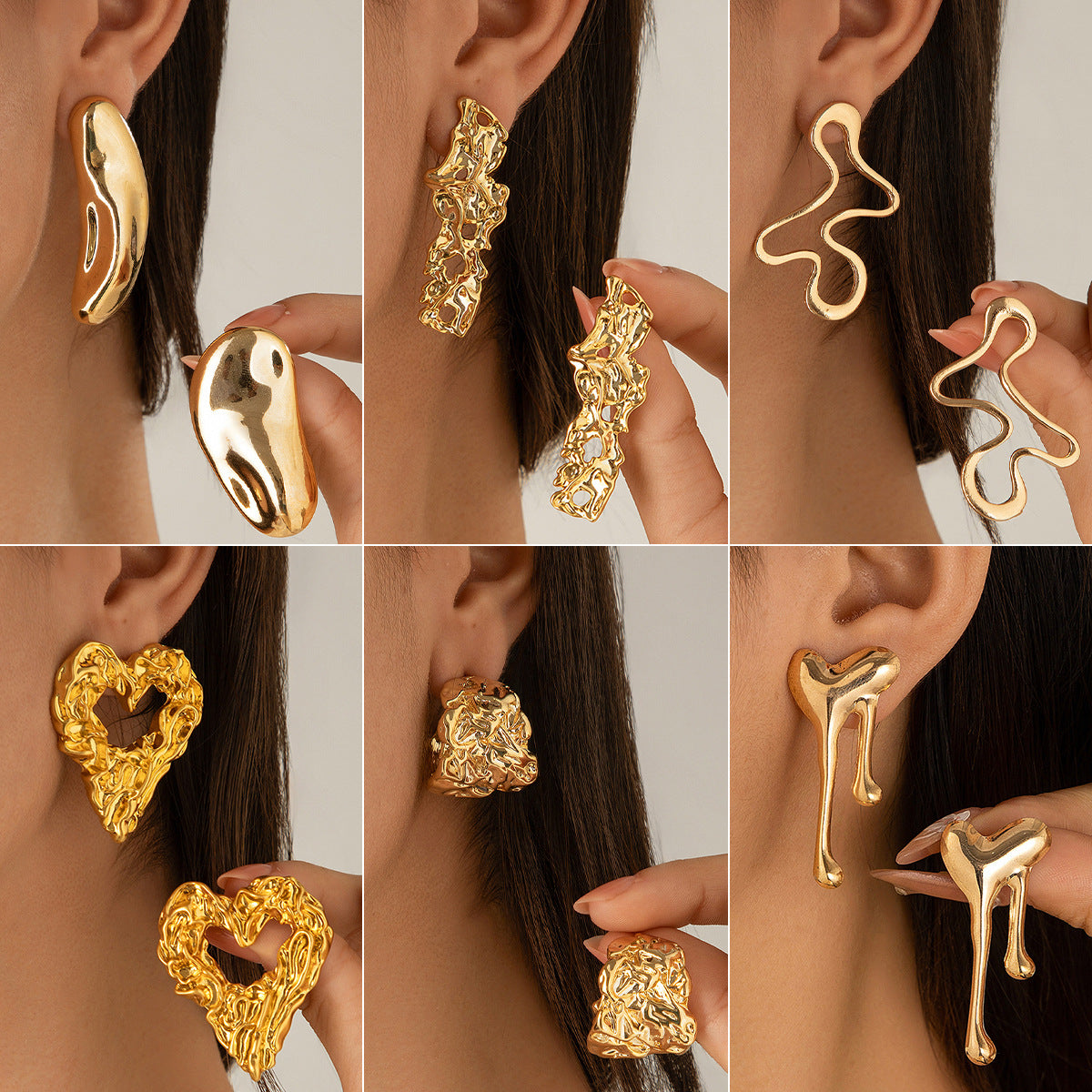 Personalized Geometric Heart Teardrop Zinc Alloy Plated Earrings for Women