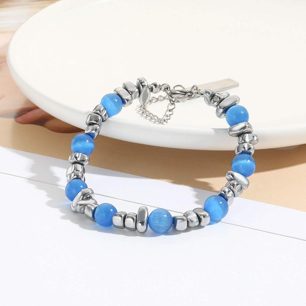 Geometric Cat's Eye Titanium Steel Bracelet Unisex
