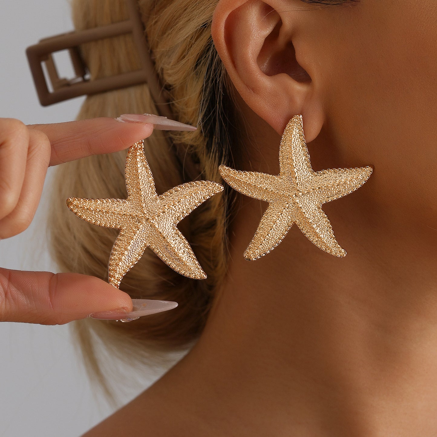 Pendientes de estrella de mar de estilo vintage para mujer Hechos de aleación de zinc con acabado chapado Ideal para vacaciones en la playa y ropa informal de verano