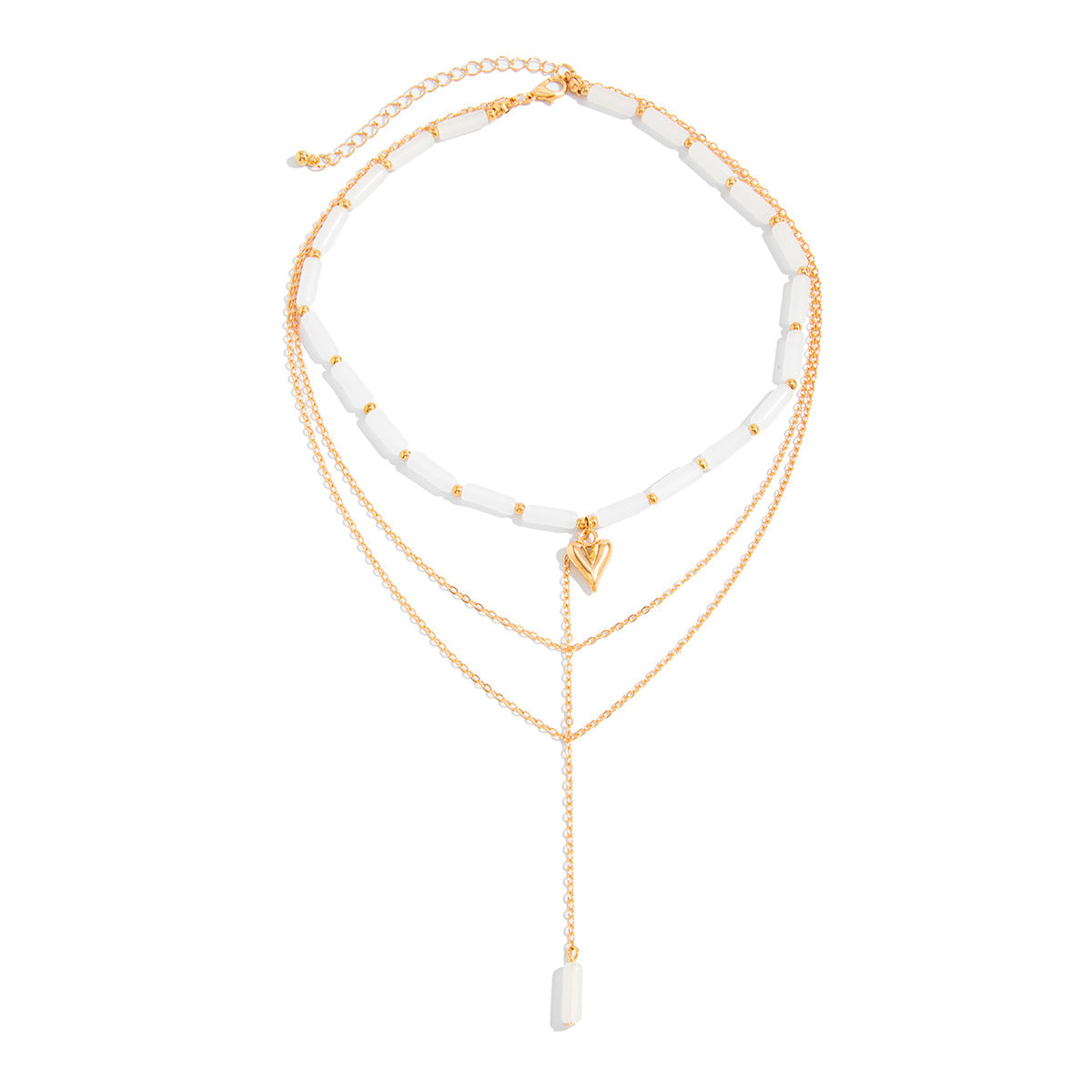 Luxury Geometric Heart Zinc Alloy Pendant Brass Plated Necklace for Women
