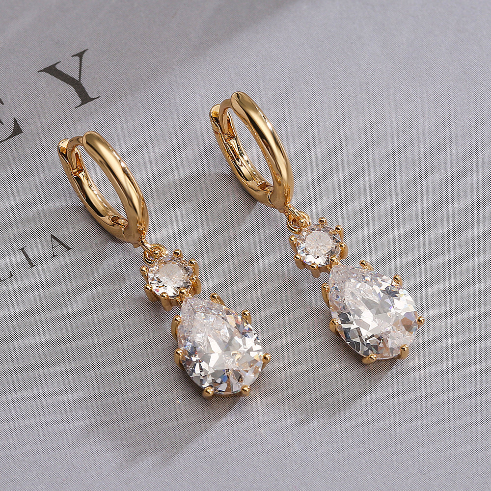 Minimalist Geometric Zirconia Earrings for Women in Copper with Irregular Shape Design