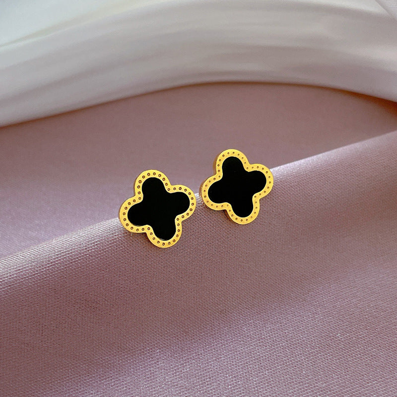 Minimalist Sweet Geometric Titanium Steel Plated Stud Earrings