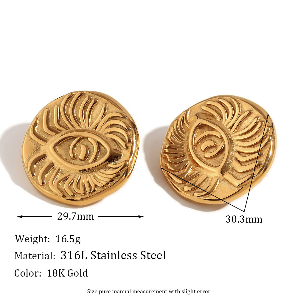 Orecchini in acciaio inossidabile geometrici d'ispirazione vintage con placcatura in oro 18 carati da donna