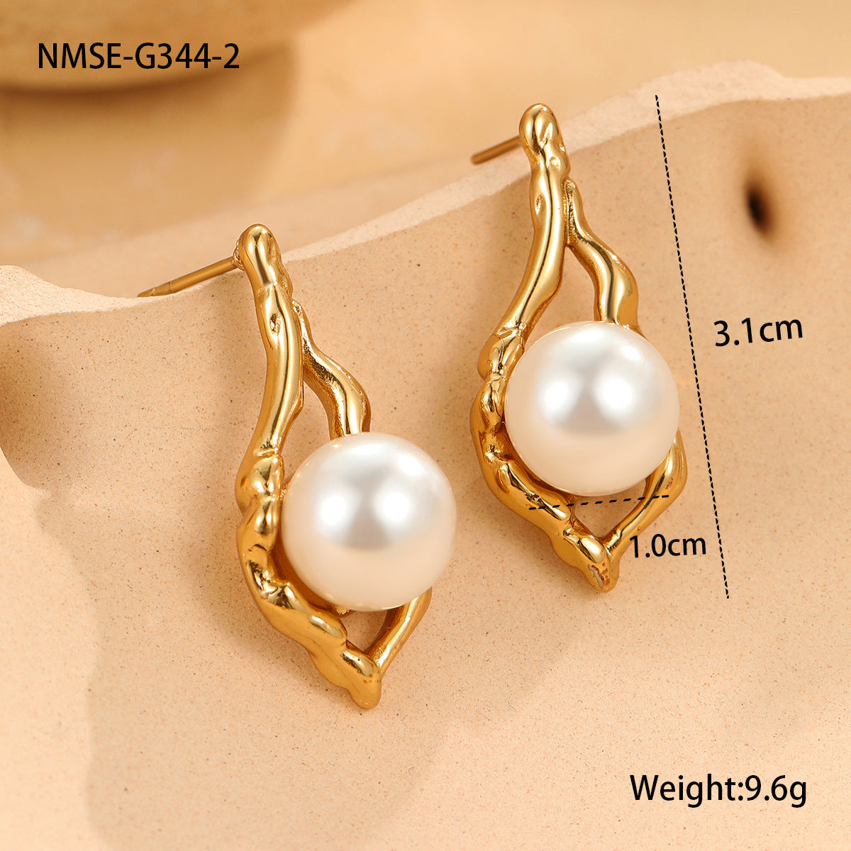 Orecchini a perno da donna in acciaio inossidabile placcato oro 18K con motivo floreale alla moda, onda e forme geometriche