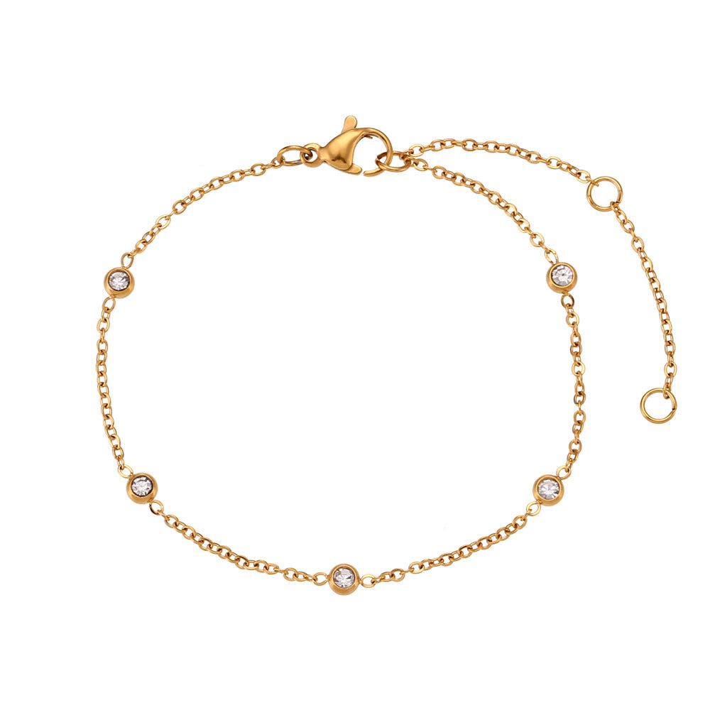 Minimalist Fashion Stainless Steel Micro-Paved Round Ball Necklace with Electroplated Finish for Women