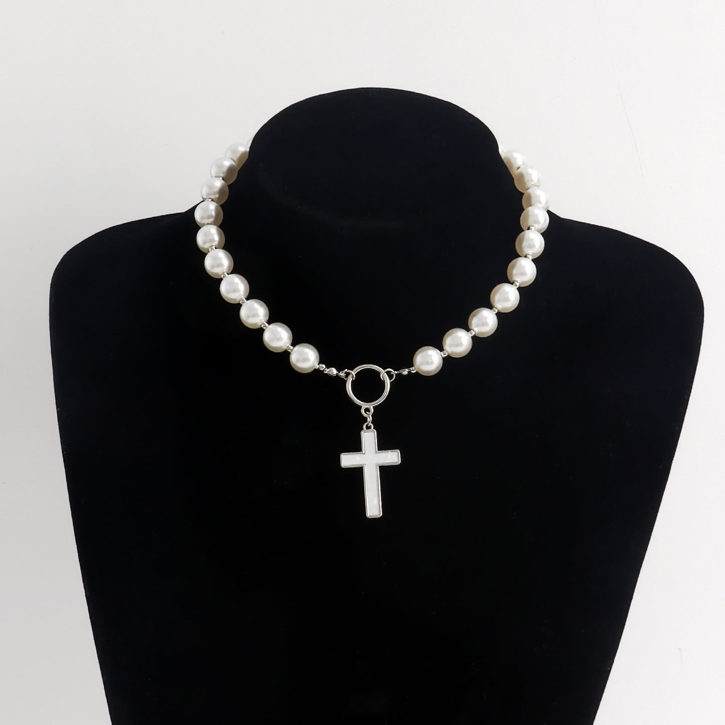 INS Style Heart and Cross Pendant Necklace for Women Alloy Chain with Electroplated Finish