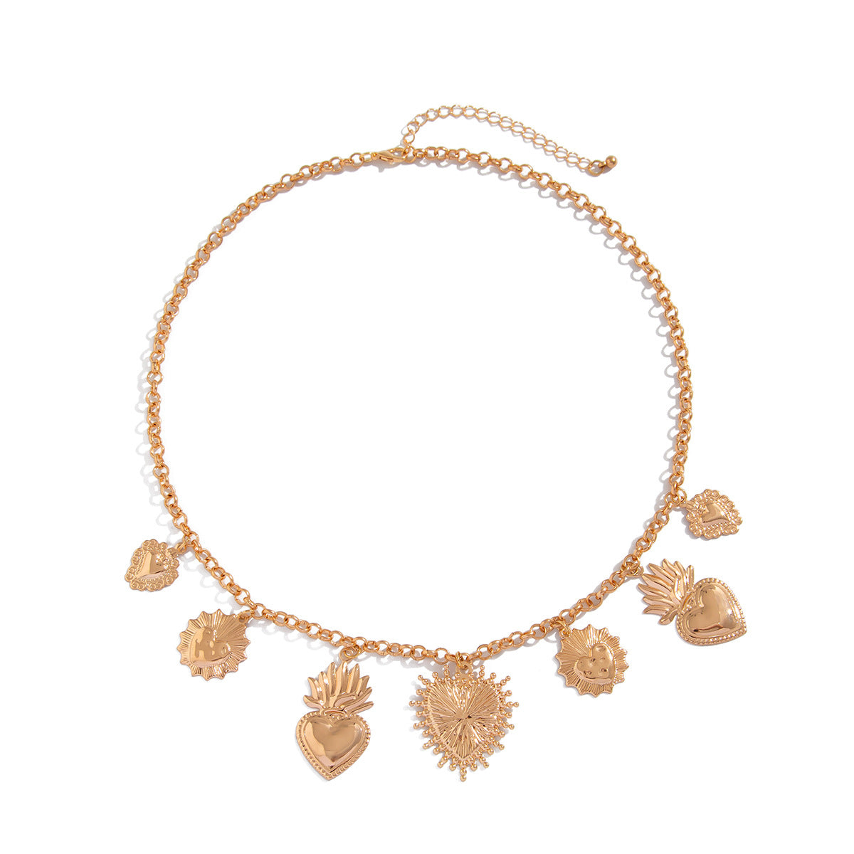 Collana con ciondolo a forma di cuore a ciliegia minimalista con intarsio in strass in lega su catena a O da donna
