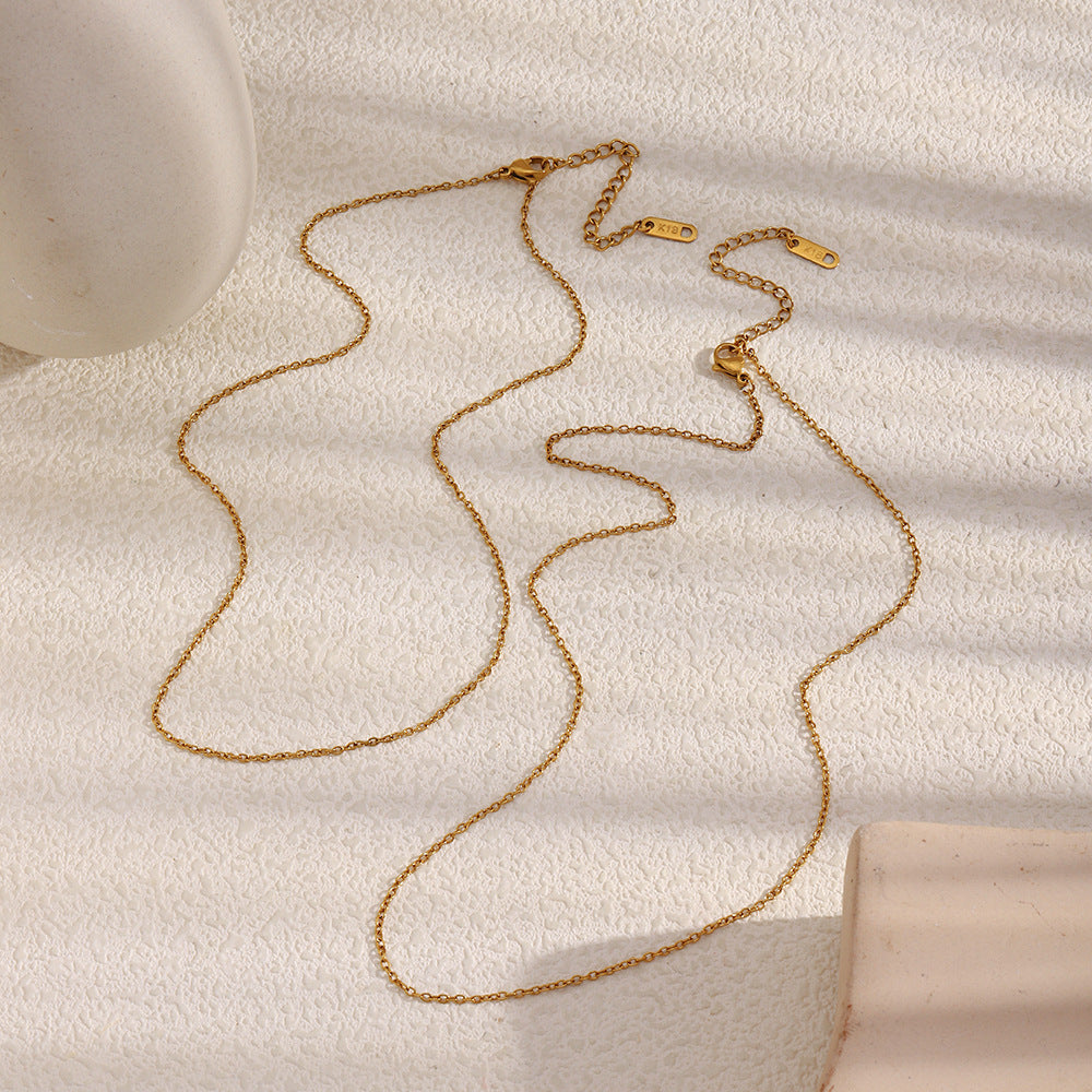 Minimalist Geometric Stainless Steel Plated 18K Gold O-Chain Necklace for Women