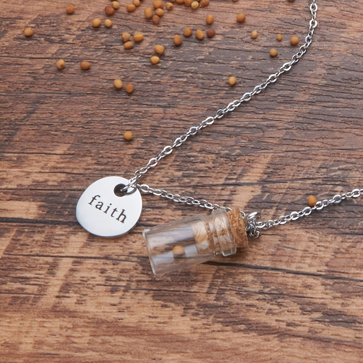 Minimalist Stainless Steel Faith Pendant Necklace with Geometric Shape and Electroplated Finish for Women and Men