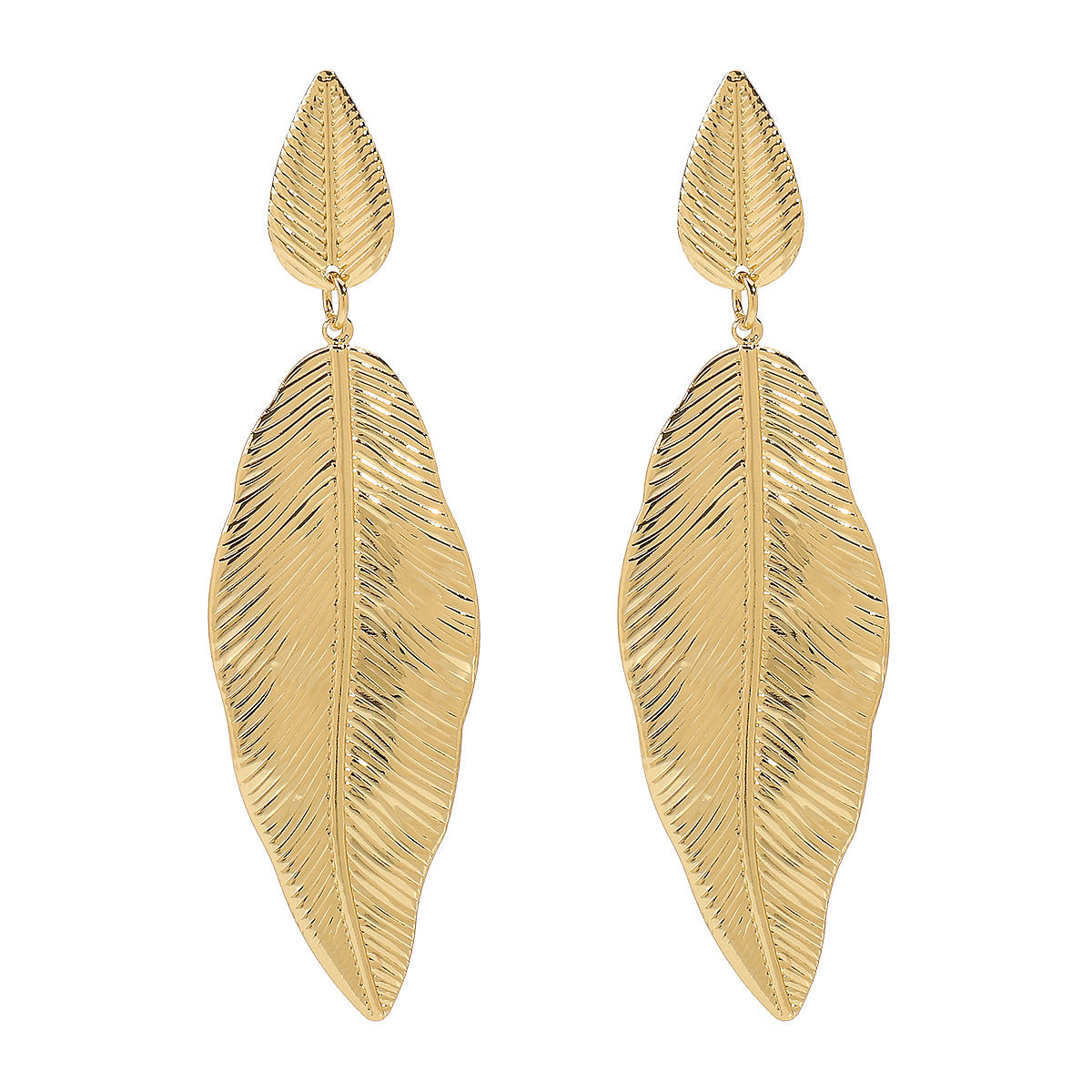 Pendientes de hierro con forma de hoja estilo vintage y diseño minimalista de moda para mujer