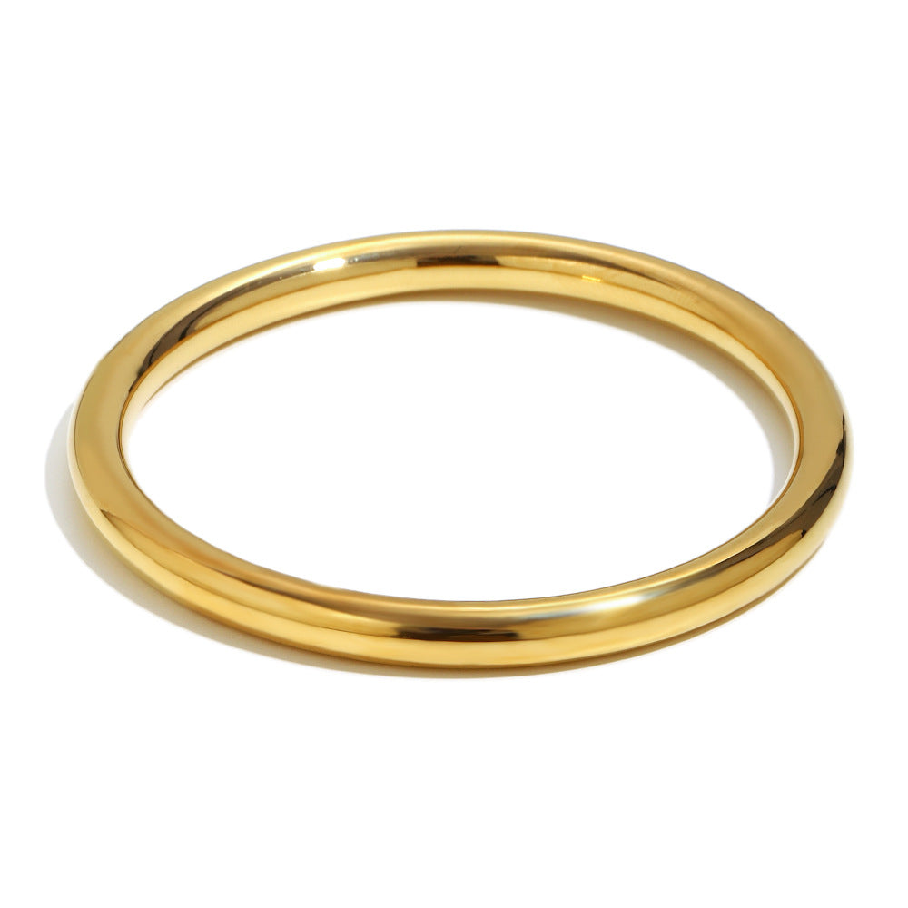 Bracciale rigido da donna in acciaio inossidabile placcato oro 18K, design geometrico minimalista e cavo