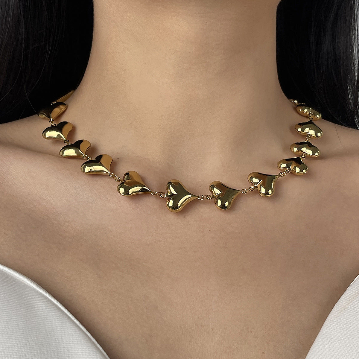 Collana da Donna Minimalista con Cuore Geometrico, Croce, Stella, in Acciaio Inox Placcato Oro 18K