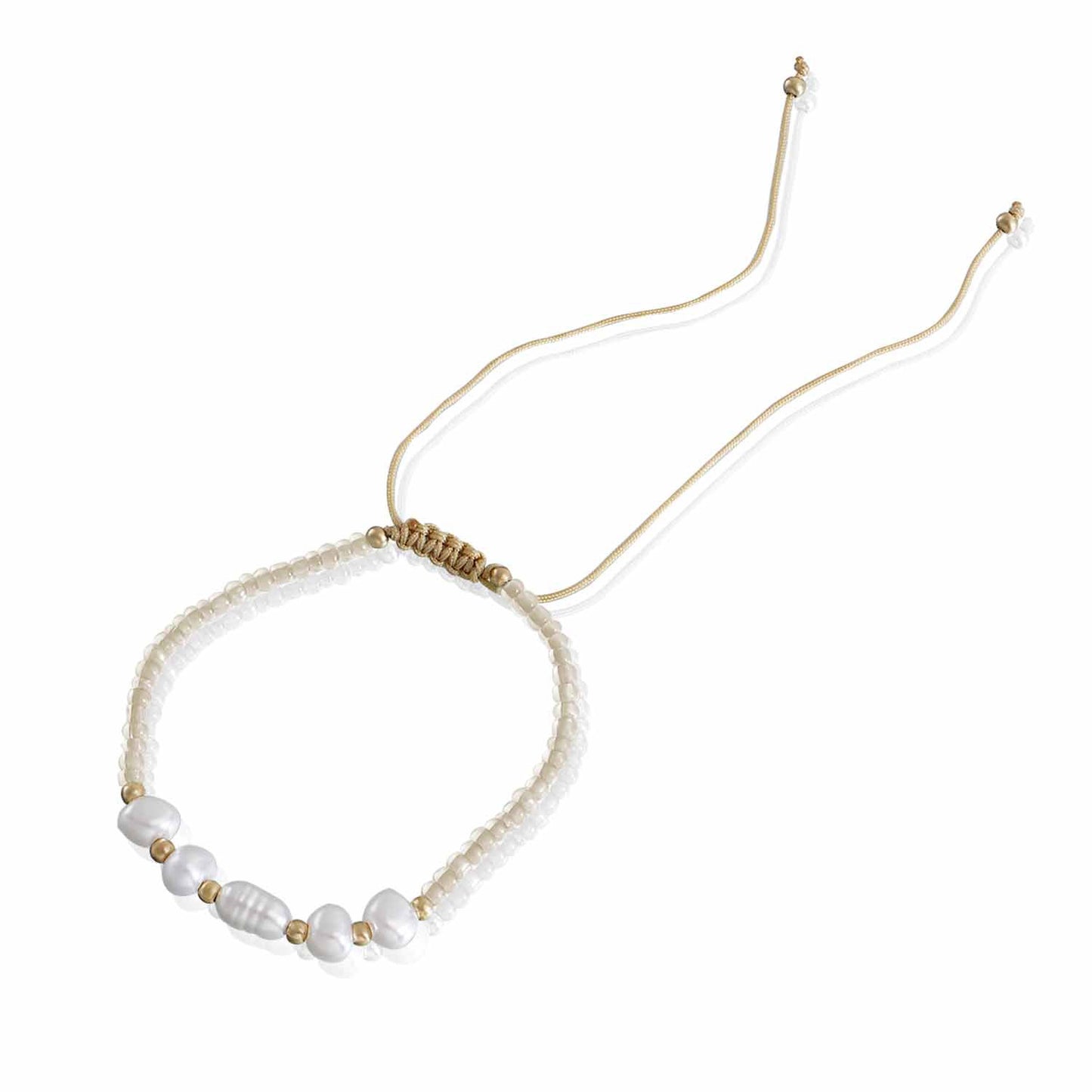 Adjustable Geometric Alloy Bracelet for Women with Imitation Pearls and Colorful Transparent Beads