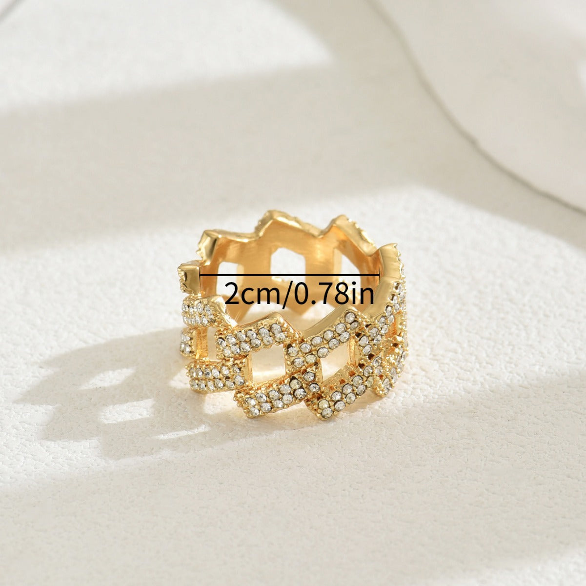 Anillo de aleación con circonita en forma de rombo geométrico minimalista para mujer, estilo moderno para ir al trabajo