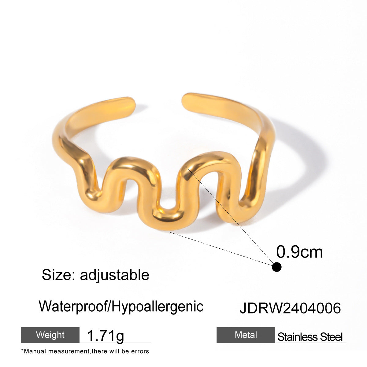 Minimalist Luxury Geometric Stainless Steel PVD Ring for Women