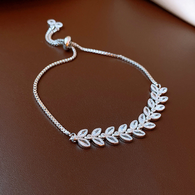 Elegant Geometric Brass Bracelet with Cubic Zirconia Inlay, Adjustable Plated Women's Jewelry