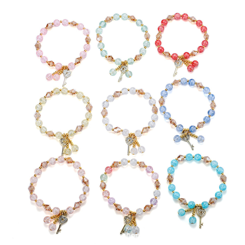 Geometric Key Crystal Glass Polished Bracelet for Women