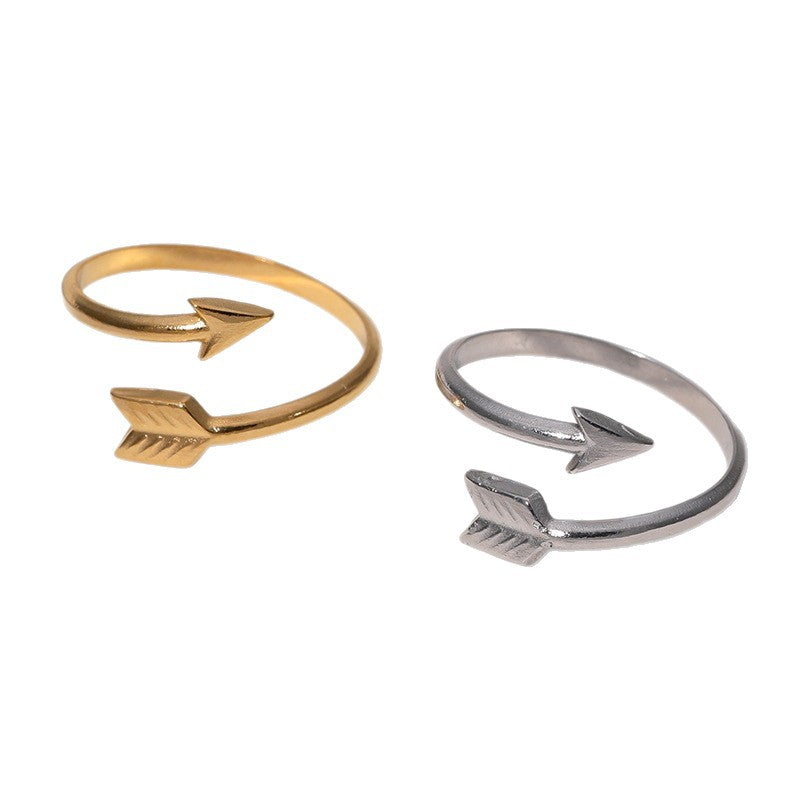 Minimalist 18K Gold Plated Geometric Arrow Open Ring Stainless Steel
