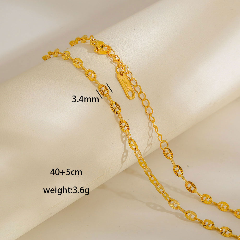 Collana con Ciondoli Geometrici Minimalisti in Acciaio al Titanio Placcato con Nappe, Charm Fai da Te per Donne