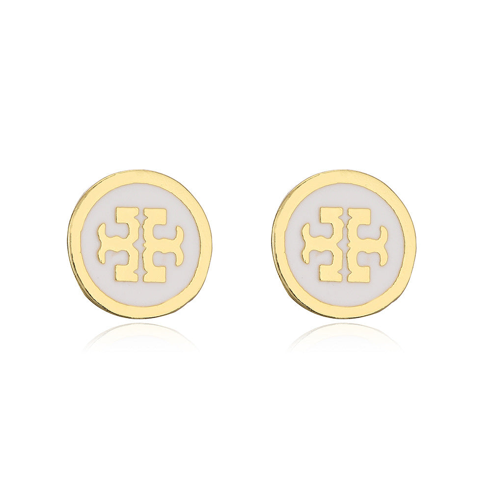 Orecchini a Perno da Donna Minimalisti Geometrici Irregolari Smaltati in Rame Placcato Oro 18K Stile Vintage