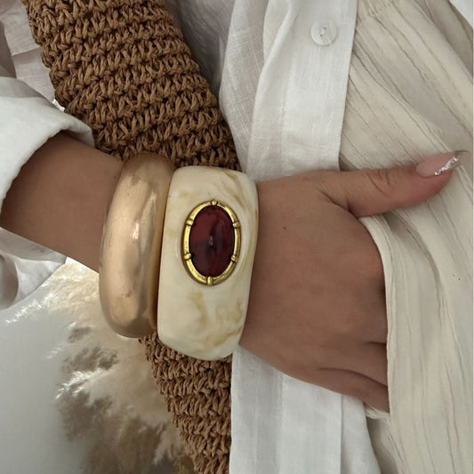 Bracciale in resina placcata con intarsio turchese geometrico ovale rotondo etnico bohémien con strass