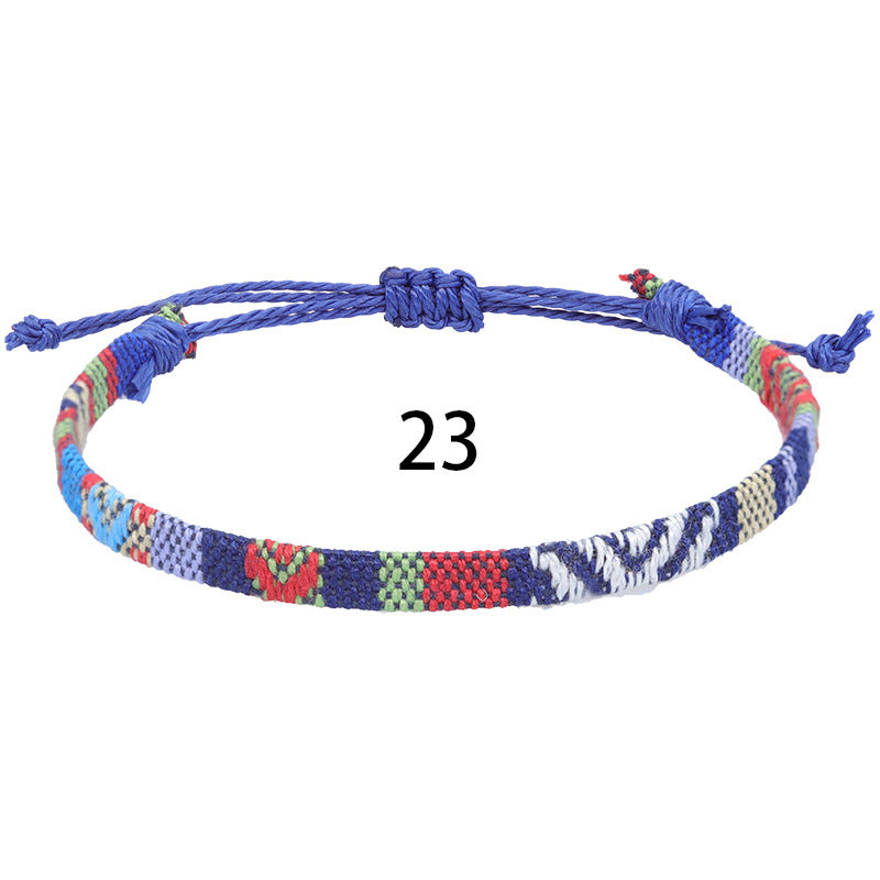 Bohemian Rainbow Braided Cotton Linen Anklet Unisex Adjustable Foot Jewelry