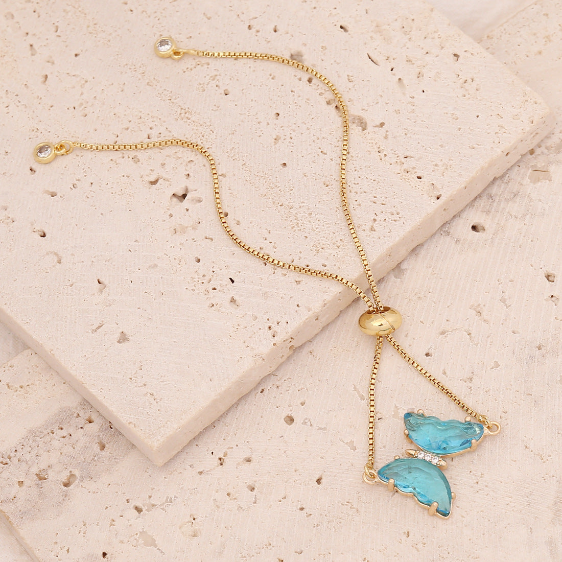 Sweet 18K Gold Plated Butterfly Brass Bracelet