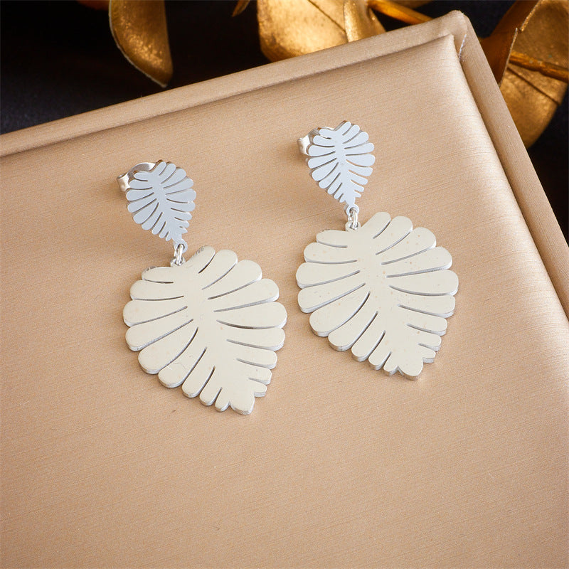 Minimalist Gold Plated Stainless Steel Floral Star Geometric Drop Earrings for Women