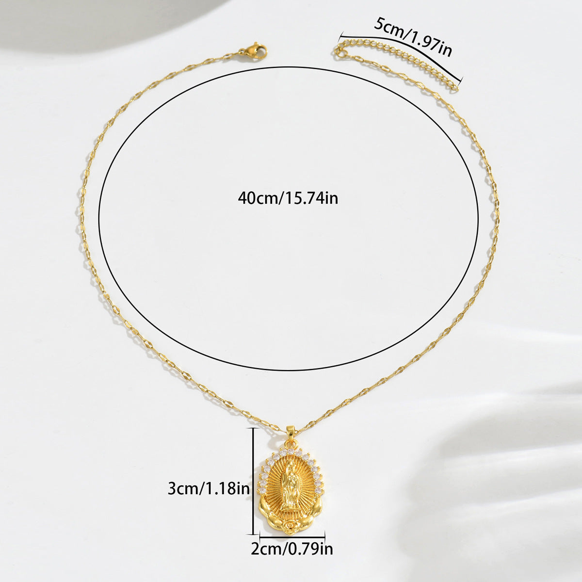 Collar vintage con colgante geométrico para mujer con incrustaciones de circonitas en cadena de cobre