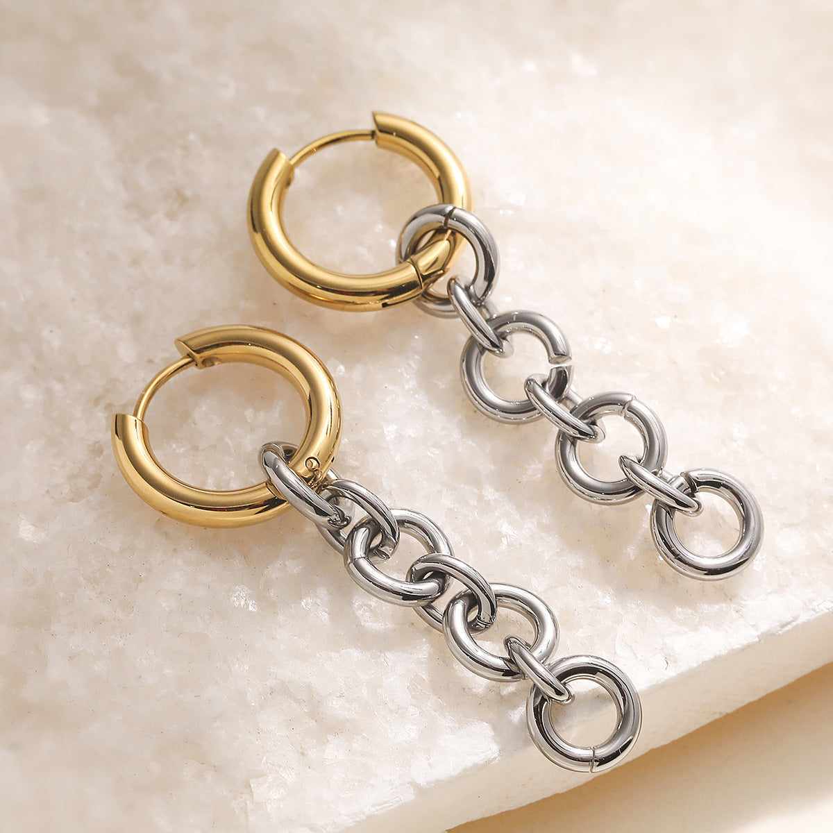 Minimalist Geometric Gold Plated Stainless Steel Earrings for Women