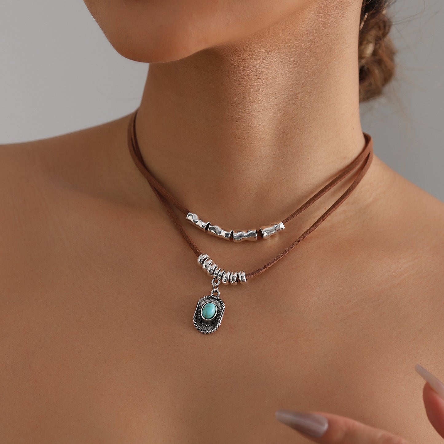 Heart Geometric Alloy Plated Pendant Necklace for Women