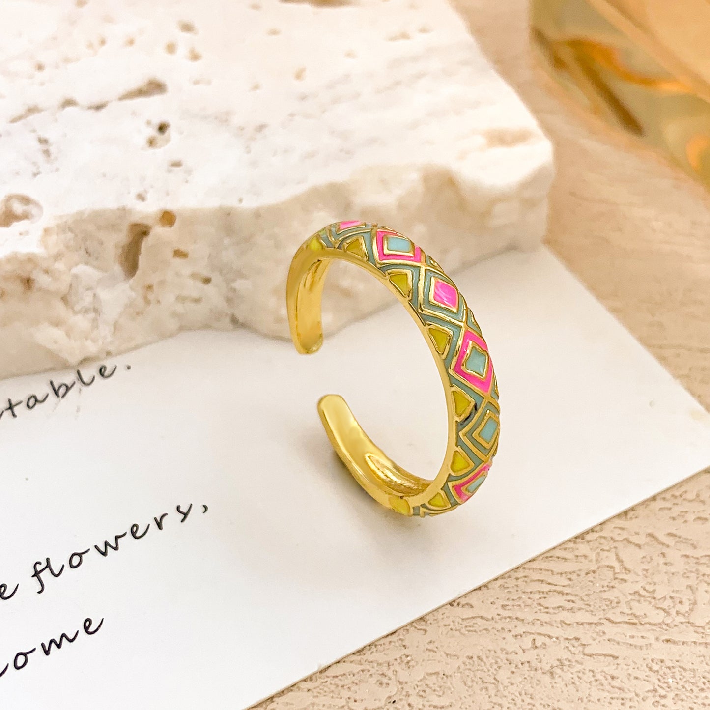 Bohemian Luxury Geometric Alloy Plated Ring for Women