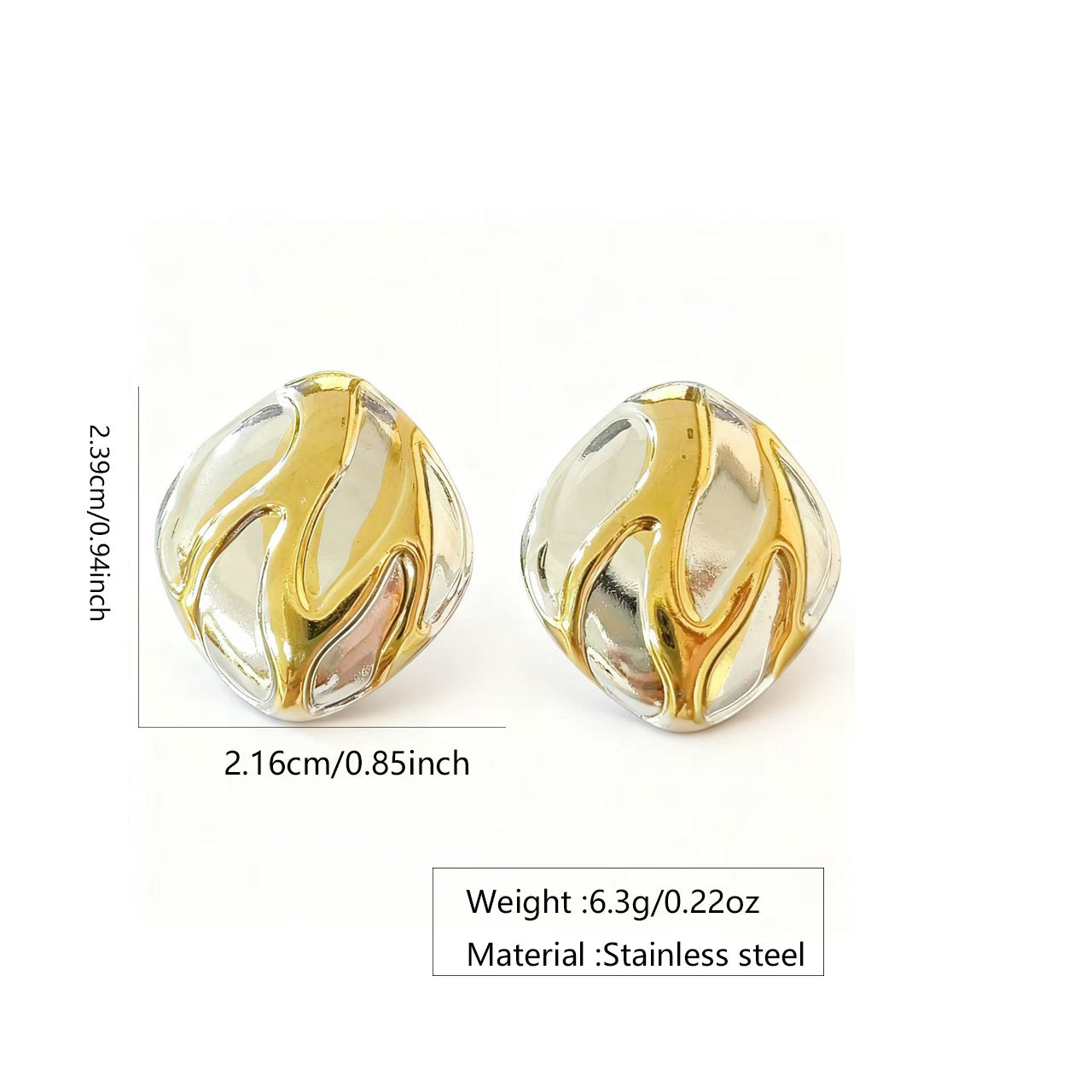 Luxury Elegant Geometric Striped Plated Stainless Steel Earrings