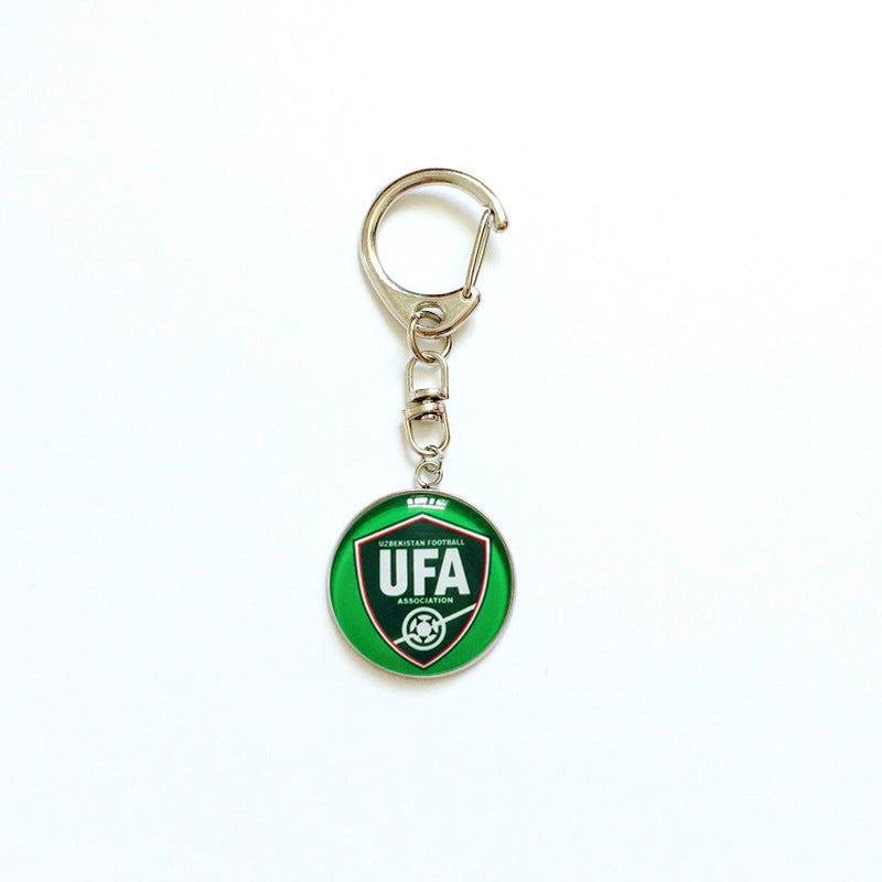 Sporty Round Stainless Steel Keychain National Football Team Souvenir Gift