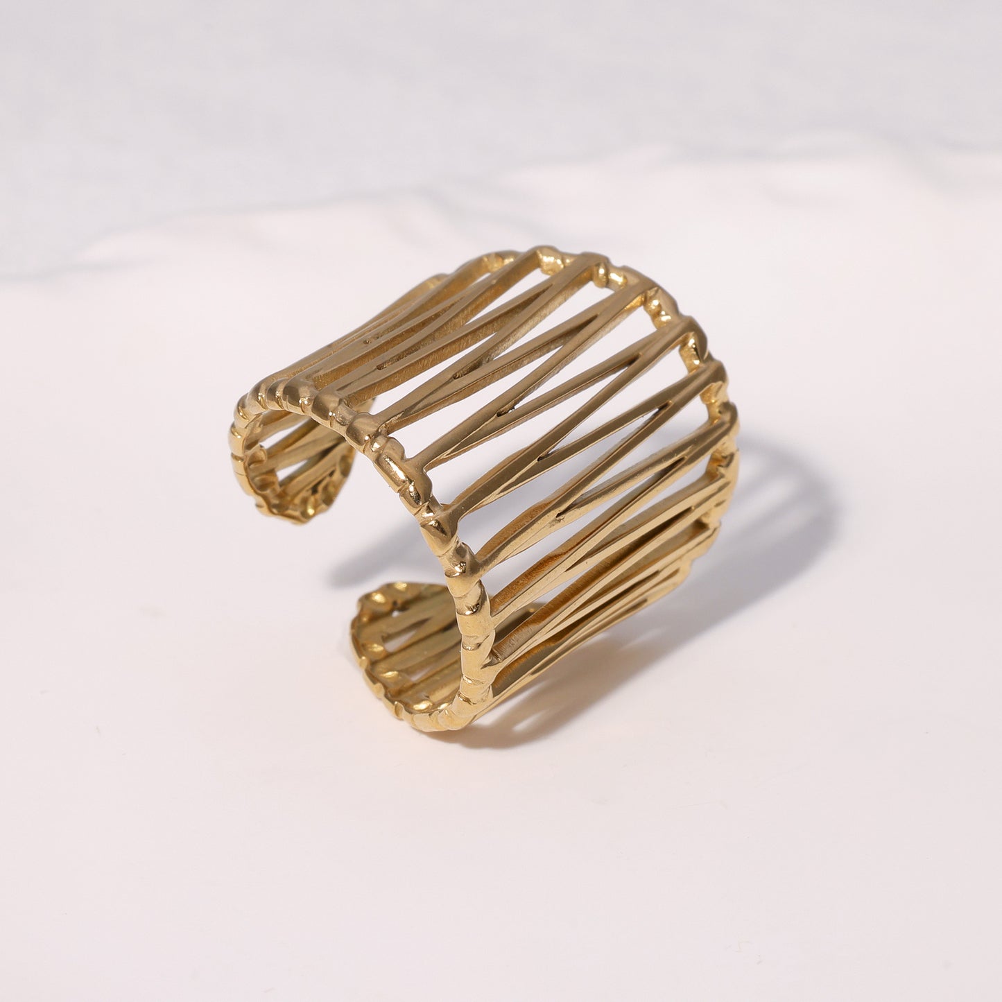 Light Luxury Geometric Open Ring 18K Gold Plated Stainless Steel Women's Fashion Jewelry