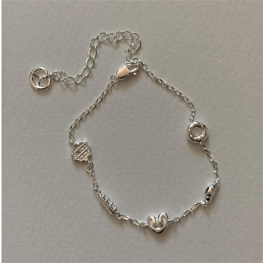 Bracciale geometrico a forma di pane minimalista in argento sterling 925