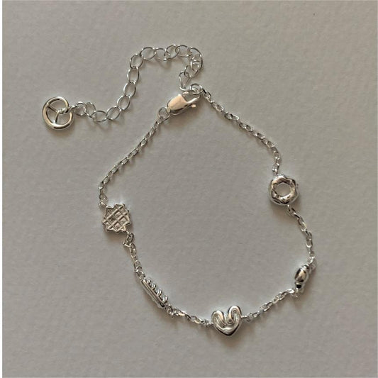 Minimalist 925 Sterling Silver Geometric Bread Bracelet