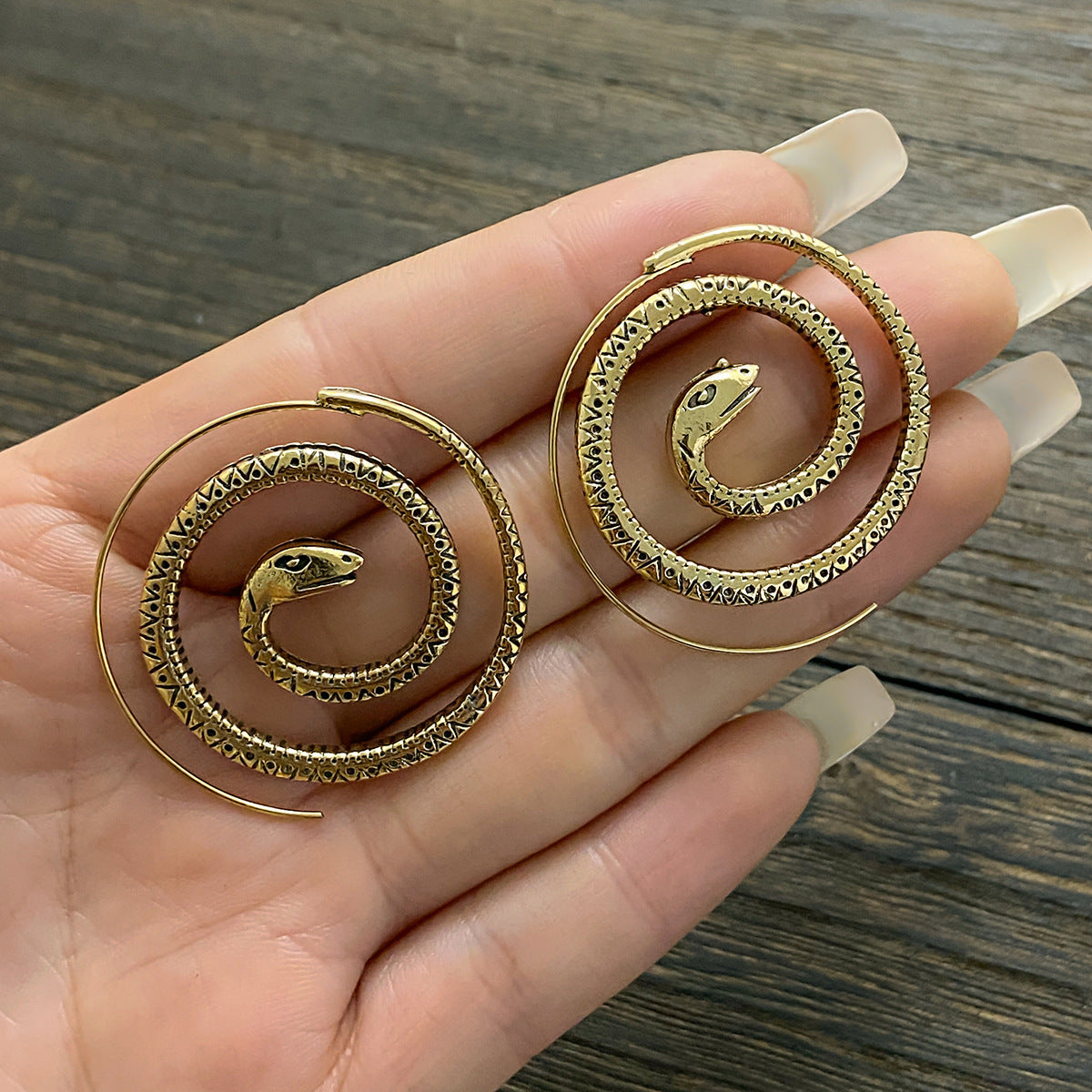 Vintage Geometric Snake-Shaped Alloy Stud Earrings for Women with Plated Finish