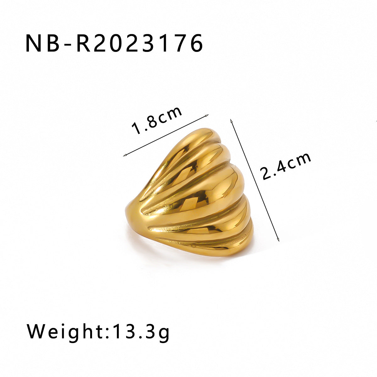 Anello geometrico in acciaio inossidabile placcato oro 18K, unisex, dal design contemporaneo e minimalista