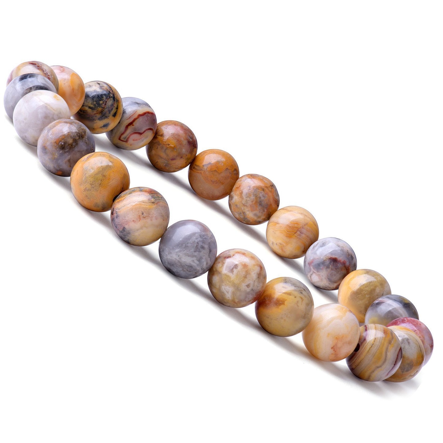 Geometric Natural Stone Agate Beaded Bracelet 8mm Unisex Elastic Stretch Handmade Jewelry